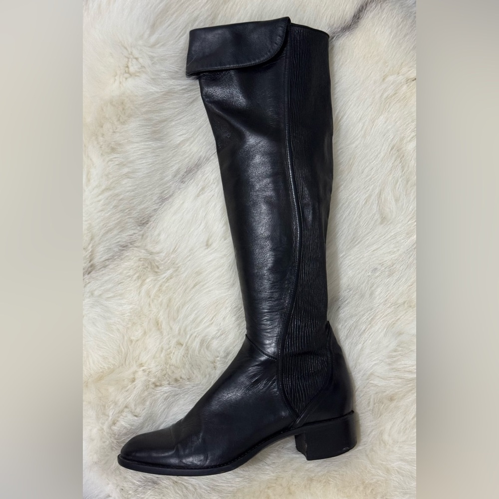 Lorenzo Masiero Black Leather Over The Knee Riding Equestrian Boots Size 38.5 /8 - Picture 6 of 14